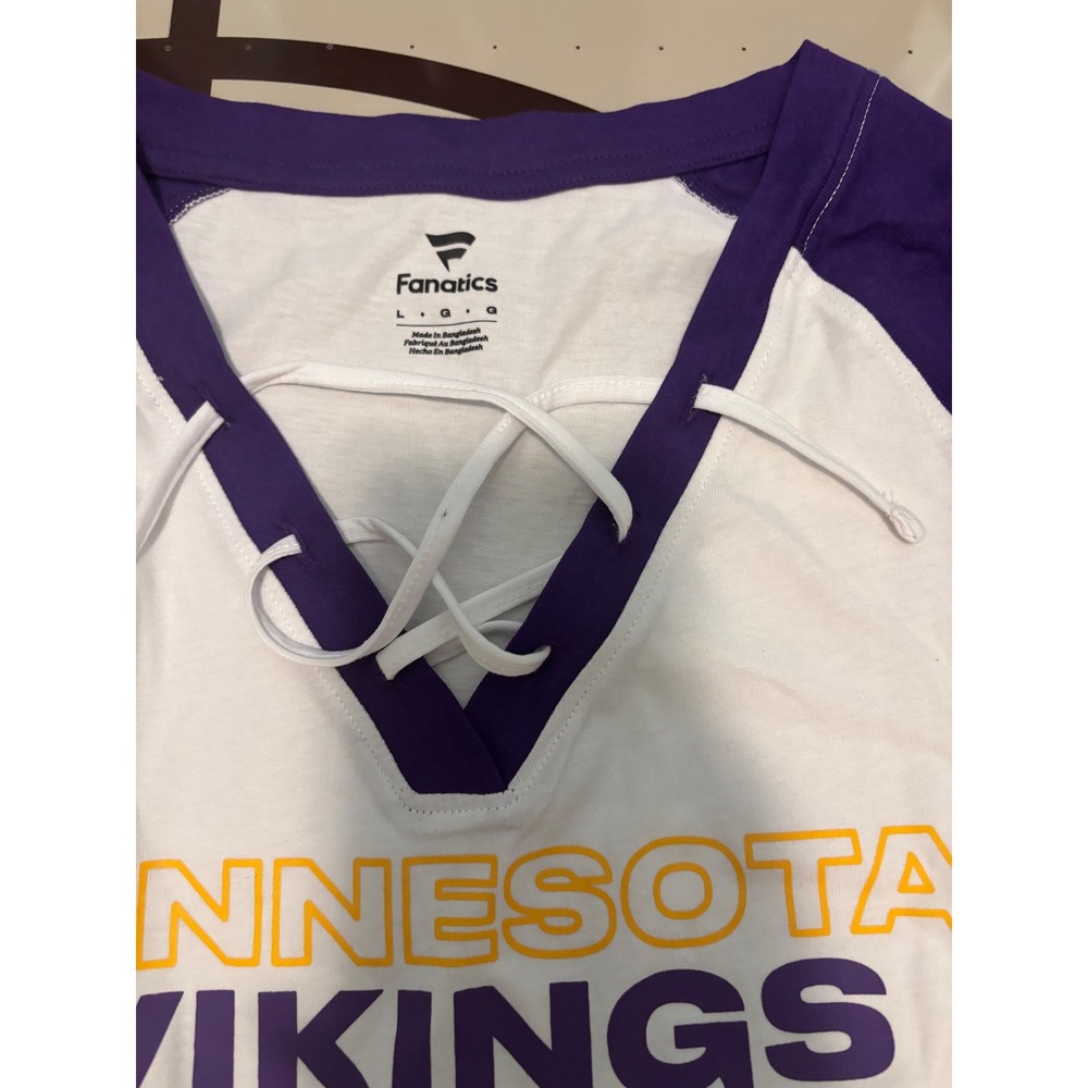 426 Minnesota Vikings Fanatics Lace-Up Long Sleeve Mens Large Purple White NFL - Picture 3 of 4
